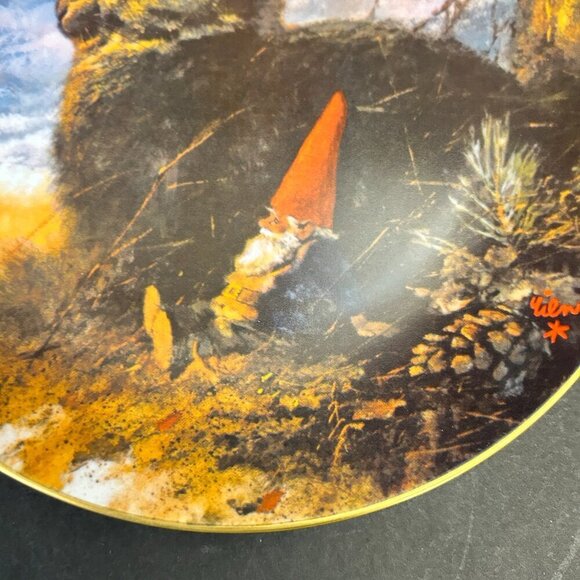 Vtg Rien Poortvliet Gnomes Four Seasons Plate 3 Fall The Lookouts #942 1980 - Picture 2 of 5